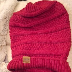 Tough Red Knitted Slouch Beanie O/S